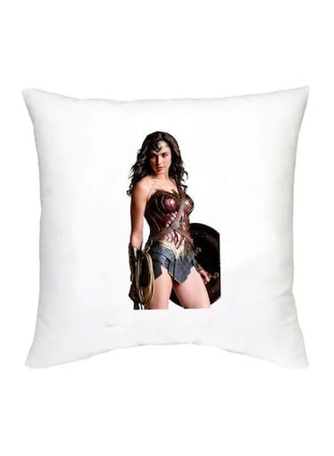 Wonder Woman Printed Decorative Cushion White/Beige/Brown 16x16inch