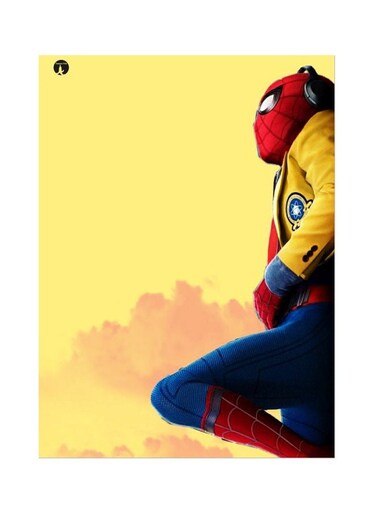 Spider Man Themed Metallic Plate Yellow/Blue/Red 20x15cm
