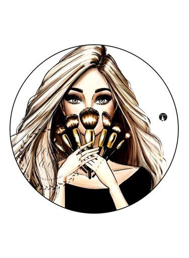 Girl Printed Fridge Magnet White/Beige/Black 5.5cm