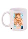 Woman Printed Ceramic Coffee Mug White/Blue/Beige 11ounce