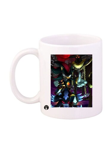 Sonic Video Game Printed Mug White Black Green 11 ounce