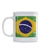 Brazil Flag Printed Coffee And Tea Mug White/Green/Blue 350ml