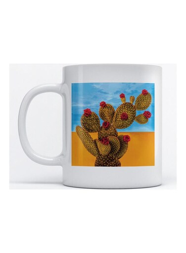 Mug Cactus Flower for Coffee and Tea White