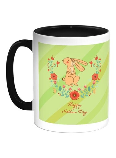 Happy Mothers Day Printed Coffee Mug Black/White/Green 325ml