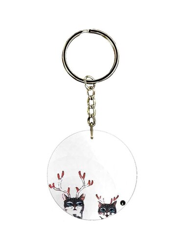 Rain Cats Printed Keychain