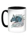 Horse Drawing Printed Coffee Mug Blue/White/Black 11ounce