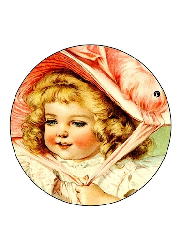 Girl Printed Fridge Magnet Round Multicolour