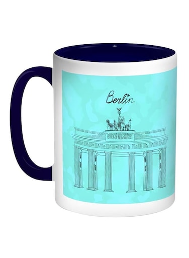 Berlin Museum Printed Coffee Mug Blue/White 11ounce