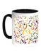 Arabic Letters Printed Coffee Mug Black/White/Orange