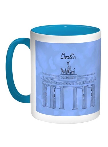 Berlin Museum Printed Coffee Mug Blue/White 11ounce