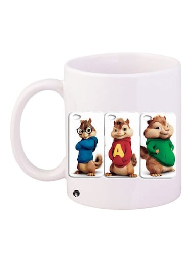 Alvin And The Chipmunks Printed Coffee Mug White/Red/Green 11ounce