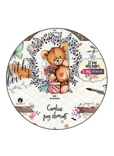 Bear Printed Fridge Magnet Round Multicolour
