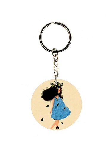 Girl Printed Double Sided Keychain