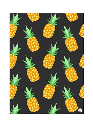Pineapples Metal Plate Poster Green/Yellow/Black 15 x 20cm