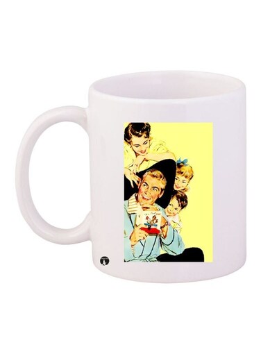 Family Printed Coffee Mug White/Yellow/Black 11ounce