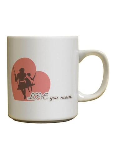 Love You Mom Printed Ceramic Coffee Mug White/Pink/Black 12ounce