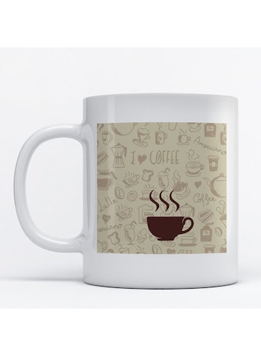 Coffee Lovers Printed Mug White/Brown/Beige