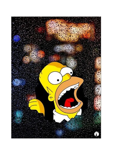 Cartoon Themed Metallic Plate Black/Yellow/White 20x15cm