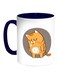 Cat Expression Graphics Printed Coffee Mug Blue/White/Yellow 11ounce