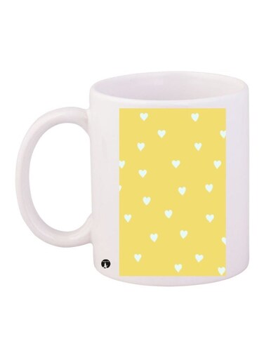 Printed Ceramic Coffee Mug White/Yellow