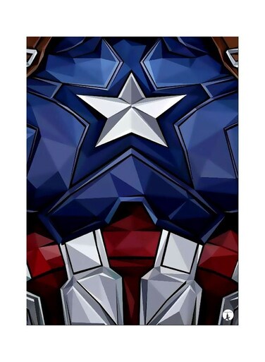 Captain America Themed Metallic Plate Blue/Red/Silver