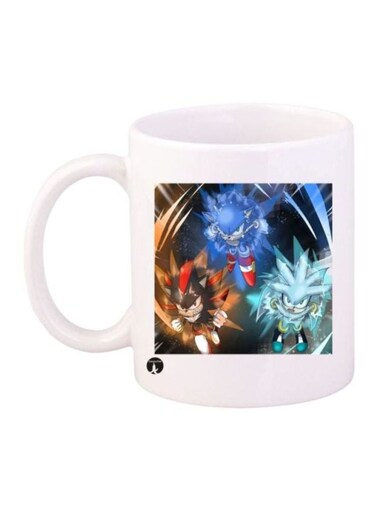 Sonic Video Game Printed Coffee Mug White/Blue/Brown