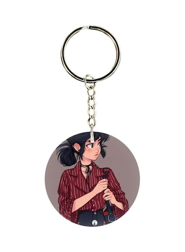 Cartoon Girl Printed Double Sided Keychain
