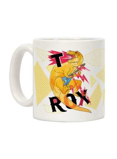 T Rox Printed Ceramic Coffee Mug White