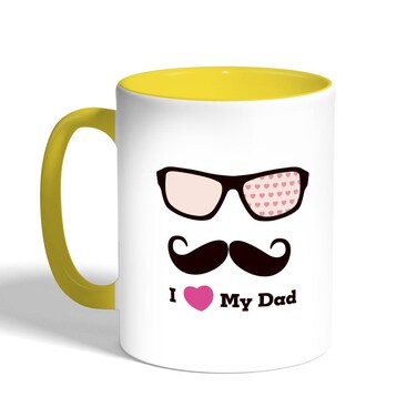 I Love My Dad Printed Coffee Mug, Yellow 11 Ounce