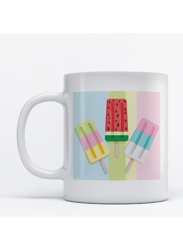 Ice Cream Printed Coffee Mug White/Pink/Green