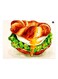 Burger Themed Metallic Plate Brown/Green/White 20x15cm