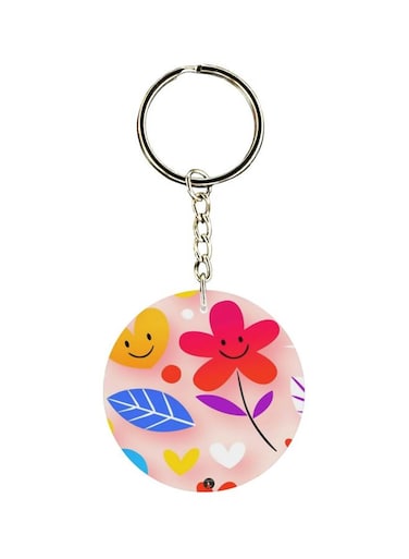 Floral Printed Single Sided Keychain