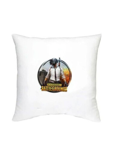PUBG Printed Decorative Cushion White/Yellow/Black 16x16inch