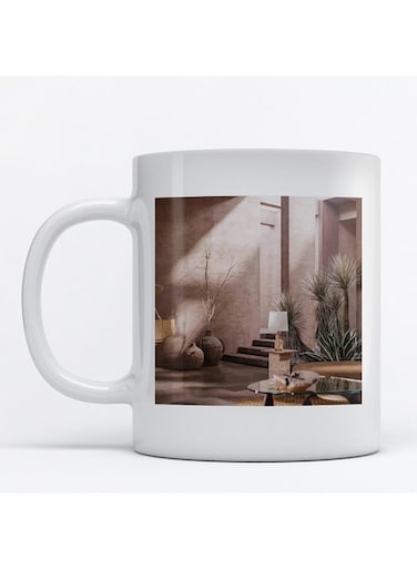 Villa Printed Mug White/Brown/Grey