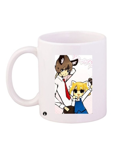 Cartoon Printed Coffee Mug White/Blue/Yellow 11ounce