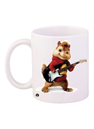 Cartoon Printed Coffee Mug White/Brown/Red 11ounce
