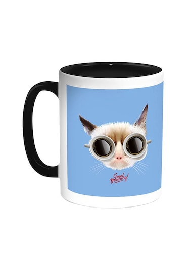 Good Morning Printed Coffee Mug Black/White 11ounce