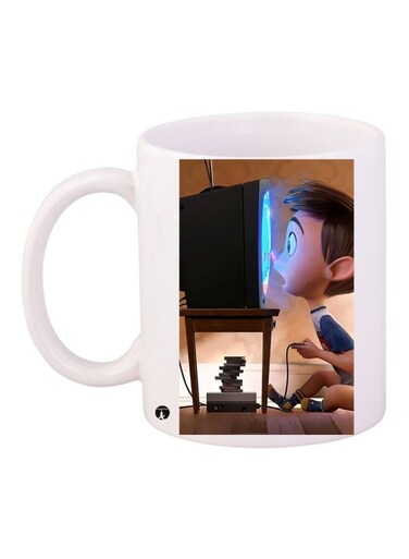 Anime Boy Printed Coffee Mug White/Black/Brown 11ounce