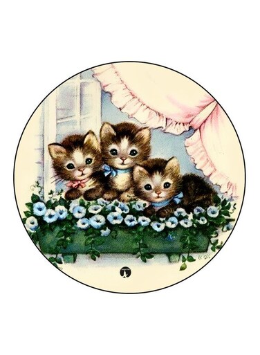 Cats Printed Fridge Magnet Green/Beige/Brown 5.5cm