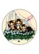 Cats Printed Fridge Magnet Green/Beige/Brown 5.5cm