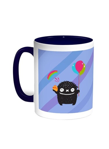 Cartoon Drawing - The Joy Of Eid Printed Coffee Mug Blue/White 11ounce