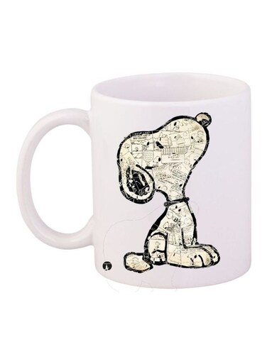 Snoopy Printed Coffee Mug White/Beige/Black 11ounce