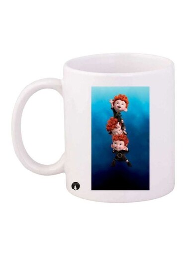 Brave Printed Coffee Mug White/Blue/Brown