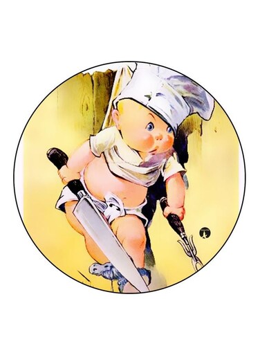 Baby Chef Printed Fridge Magnet Yellow/White/Black 5.5cm