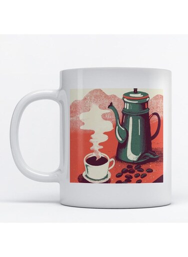 Coffee Lovers Printed Mug White/Red/Green