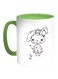 Cartoon Drawings - Rabbits Printed Coffee Mug White/Green 11ounce