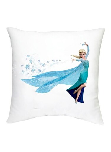 Frozen Character Printed Decorative Cushion White/Blue 16x16inch