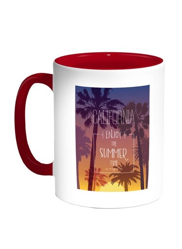 Enjoy The Summer Time Printed Coffee Mug Red/White/Yellow 11ounce