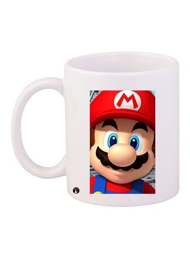 Mario Printed Coffee Mug White/Beige/Red 11ounce
