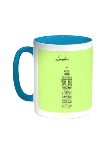 Landmarks - Big Ben Clock Printed Coffee Mug Turquoise/White 11ounce